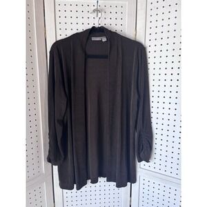 Travelers by Chico's Women's 1 (M) Brown Slinky Acetate Open Cardigan 3/4 SLV